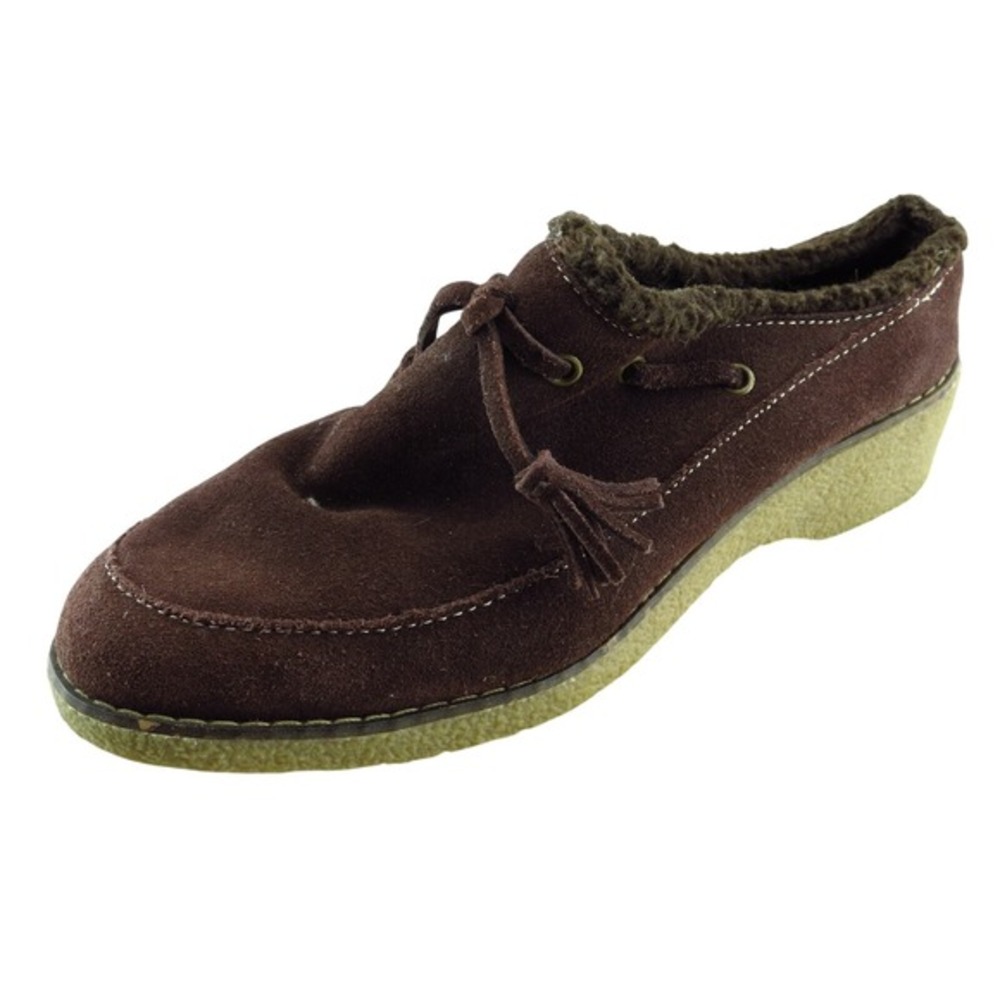 Lands' End Low‎ Cut Boots Brown Leather Slip On Women Sz 8